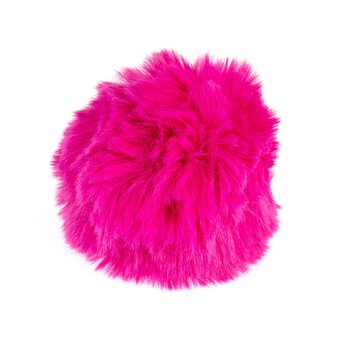 Bright Pink Faux Fur Pom Pom 11cm 