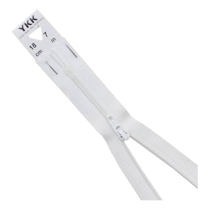 YKK White Dress and Skirt Zip 18cm image number 1