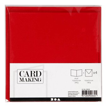 Red Cards  6 x 6 Inches 4 Pack