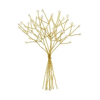 Gold Pearl Branch Wired Embellishments 10 Pack