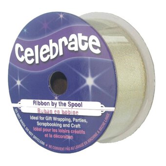 White Gold Metallic Ribbon 26mm x 4m