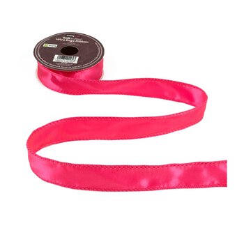 Hot Pink Wire Edge Satin Ribbon 25mm x 3m