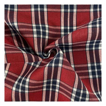 Red and Blue Poly Brushed Check Fabric by the Metre