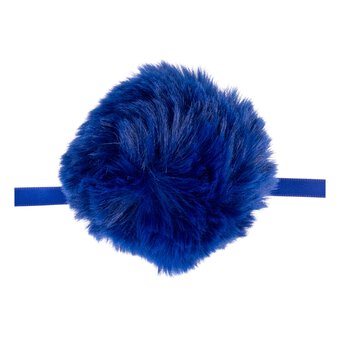 Blue Faux Fur Pom Pom 11cm