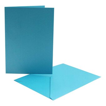 Pearlescent Blue Cards  A6 4 Pack