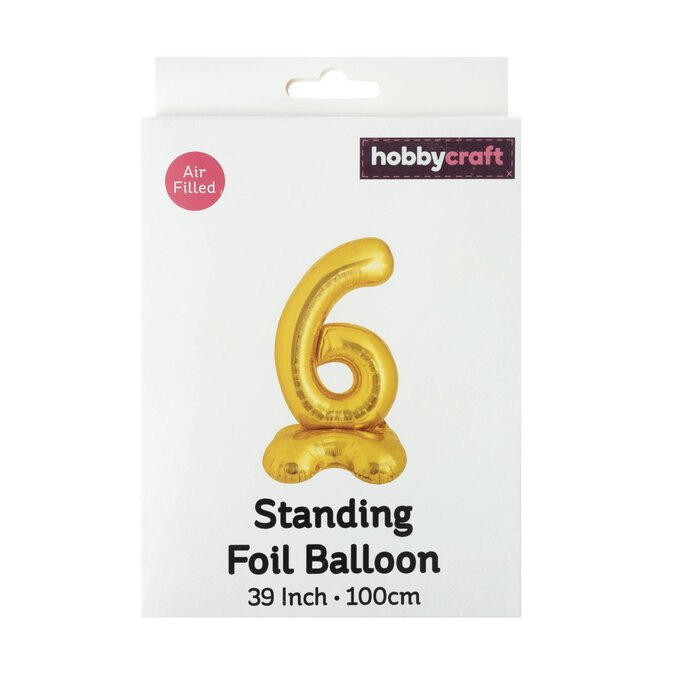 Standing Gold Number 6 Balloon 1m image number 4
