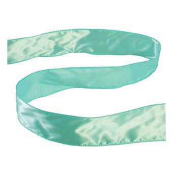 Aqua Wire Edge Satin Ribbon 63mm x 3m