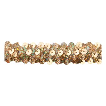 Gold 20mm Holographic Sequin Stretch Trim by the Metre