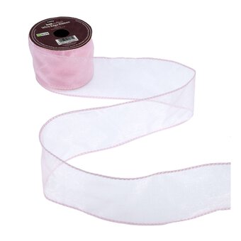Pale Pink Wire Edge Organza Ribbon 63mm x 3m
