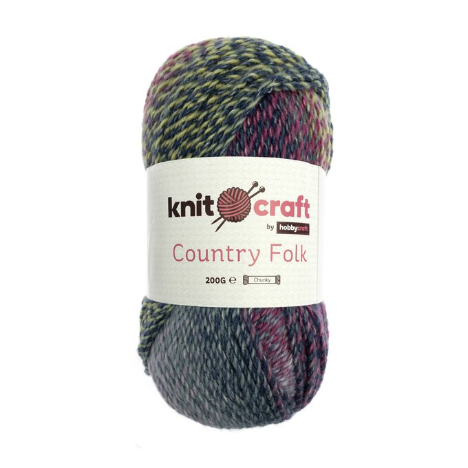 Knitcraft Blue and Pink Mix Country Folk Yarn 200g image number 1