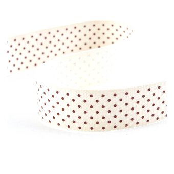 White with Red Dots Cotton Ribbon 16mm x 3m