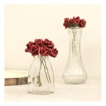 Red Wired Small Flowers 18 Pack