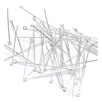 Beads Unlimited Silver Plated Eyepins 50mm 85 Pack