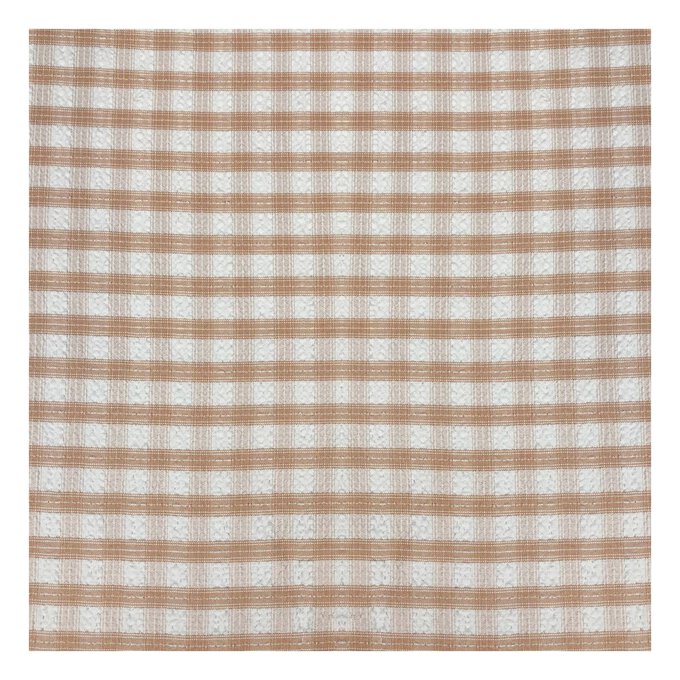 Cream Check Gingham Fabric by the Metre image number 2