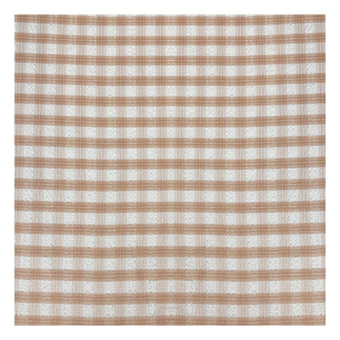 Cream Check Gingham Fabric by the Metre image number 2