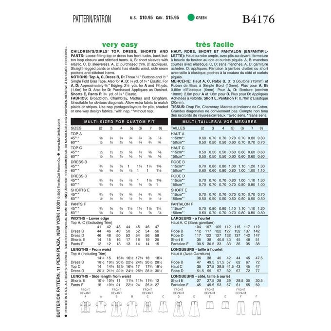 Butterick Girls’ Separates Sewing Pattern B4176 (6-8) image number 2
