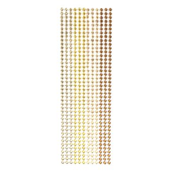 Mixed Gold Adhesive Gems 6mm 504 Pack