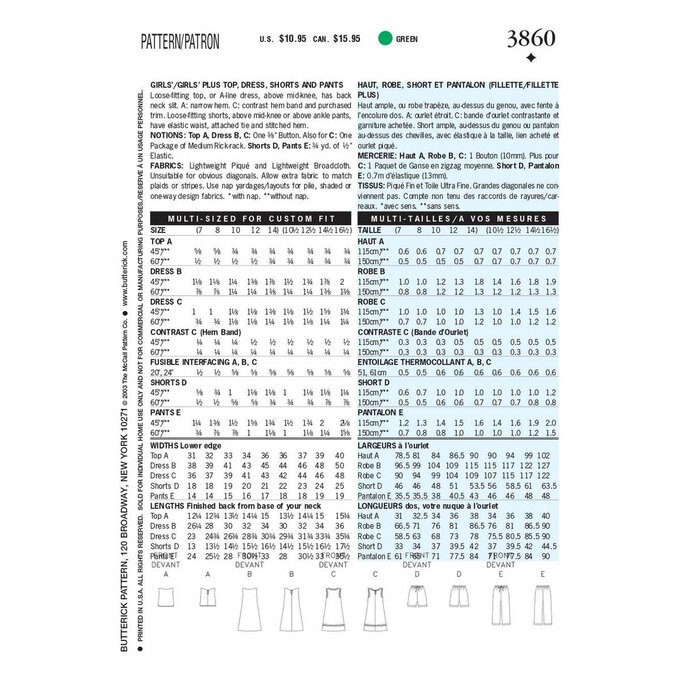 Butterick Girls’ Separates Sewing Pattern 3860 (7-14) image number 2