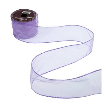 Lilac Wire Edge Organza Ribbon 63mm x 3m