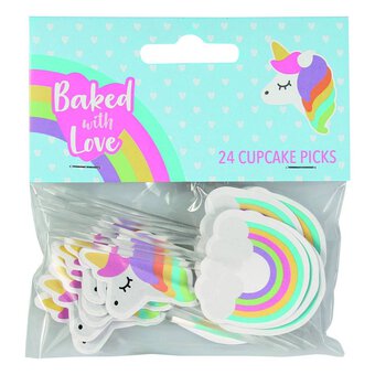 Baked With Love Unicorn Cupcake Picks 24 Pack