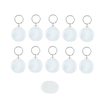 Clear Circle Keyrings 10 Pack