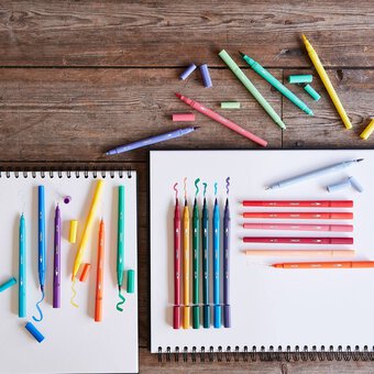 Pastel Dual Tip Brush Markers 6 Pack