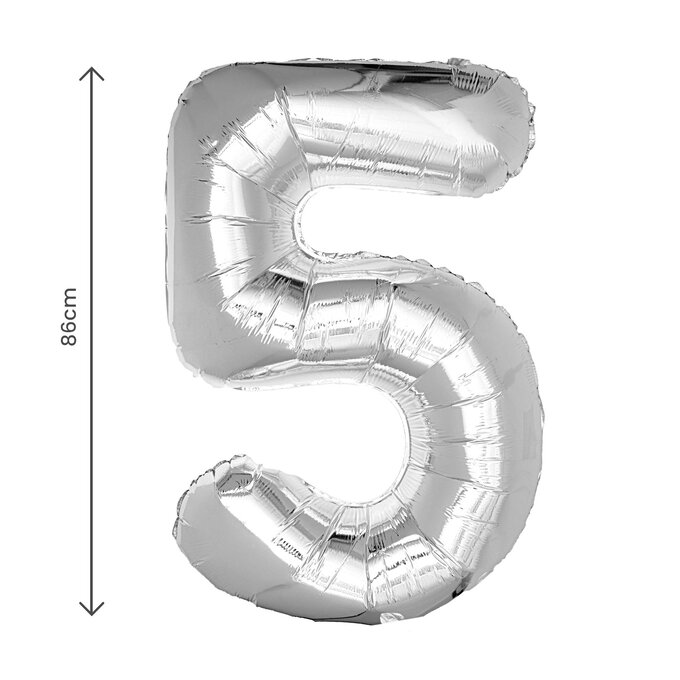 Extra Large Silver Foil Number 5 Balloon image number 2