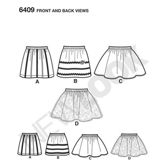 New Look Child's Skirts Sewing Pattern 6409