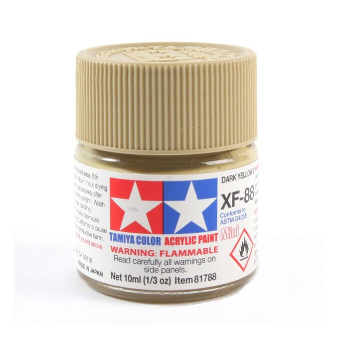 Tamiya Colour Dark Yellow Acrylic Paint 10ml (XF-88) image number 1