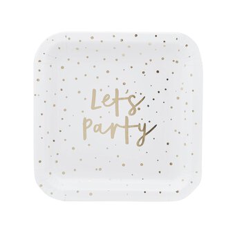 Gold Let's Party Plates 8 Pack 