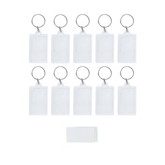 Clear Rectangle Keyrings 10 Pack