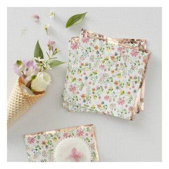 Ginger Ray Ditsy Floral Rose Gold Napkins 16 Pack