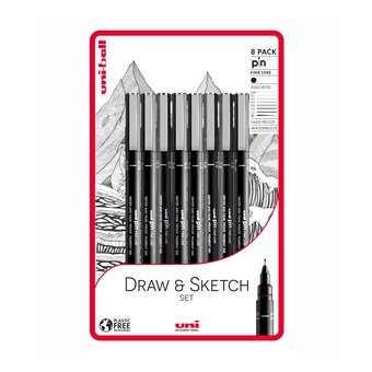 Uni-ball PIN Draw and Sketch Fineliners  8 Pack