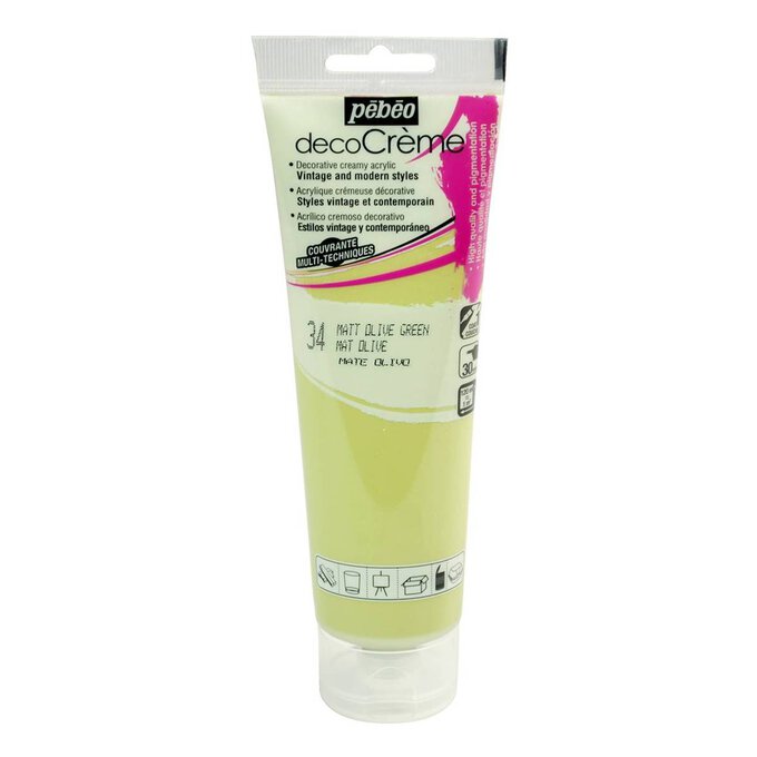 Pebeo Olive Green Deco Creme Paint 120ml image number 1