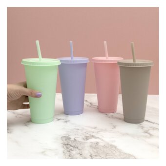Purple Plastic Cup with Straw