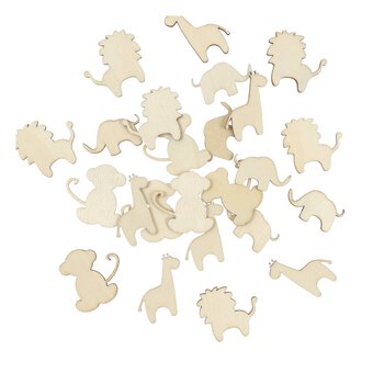Wooden Safari Animal Confetti 24 Pieces