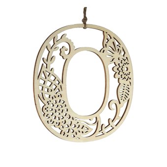 Wooden Filigree Hanging Letter O 12cm