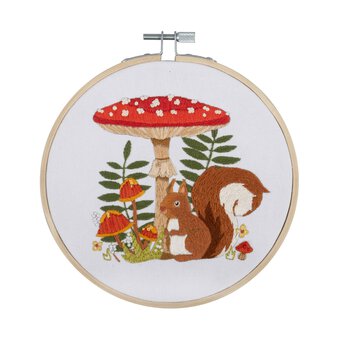 Trimits Toadstool Squirrel Embroidery Hoop Kit