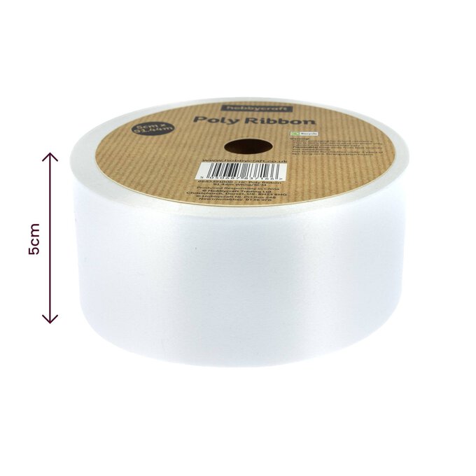 White Poly Ribbon 5cm x 91m image number 4