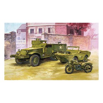 Academy M3 Half Track and Amphibian Vehicle Model Kit 1:72