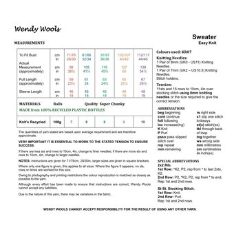 Wendy Recycled Deep Rib Sweater Pattern 7005