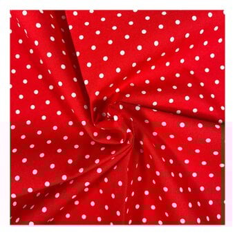 Red Simple Polka Polycotton Fabric by the Metre