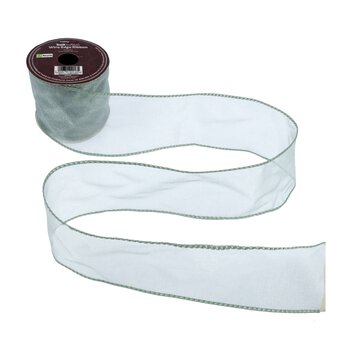 Pale Blue Wire Edge Organza Ribbon 63mm x 3m