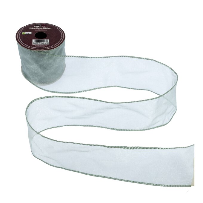Pale Blue Wire Edge Organza Ribbon 63mm x 3m image number 2