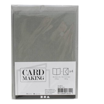 Pearlescent Silver Cards  A6 4 Pack